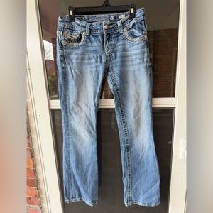 Miss Me Light Blue Boot Cut Jeans with Embellished Pockets